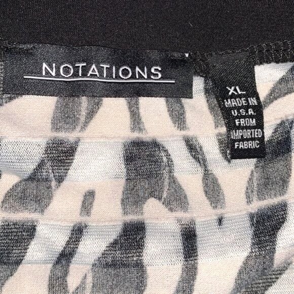 Notations XL Zebra Print Textured Sleeveless Tank Top Black & White Stretchy Fab - Picture 2 of 8